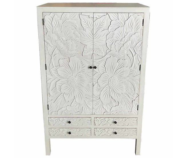 Armario de madera de 4 cajones y 2 puertas Blanco