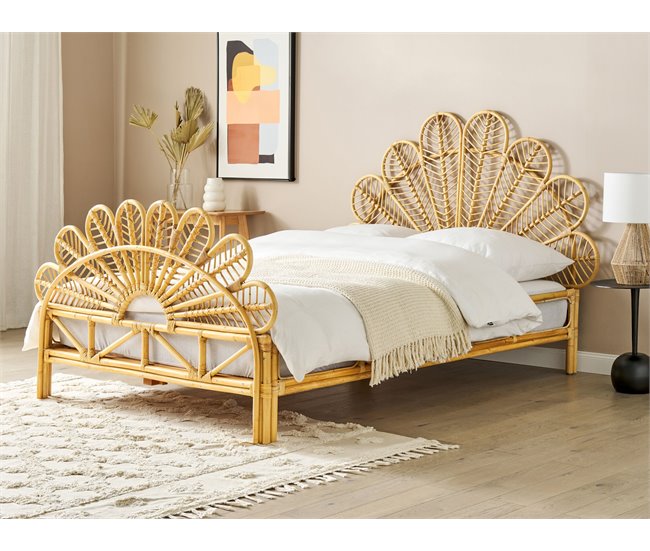 Beliani Cama Ratán FLORENTINE 147x207 Marron