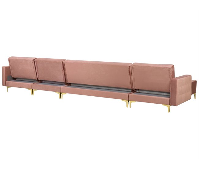 Beliani Sofá modular Terciopelo ABERDEEN Rosa