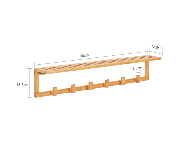 Perchero de Pared con Ganchos bambú FHK06-N SoBuy Madera