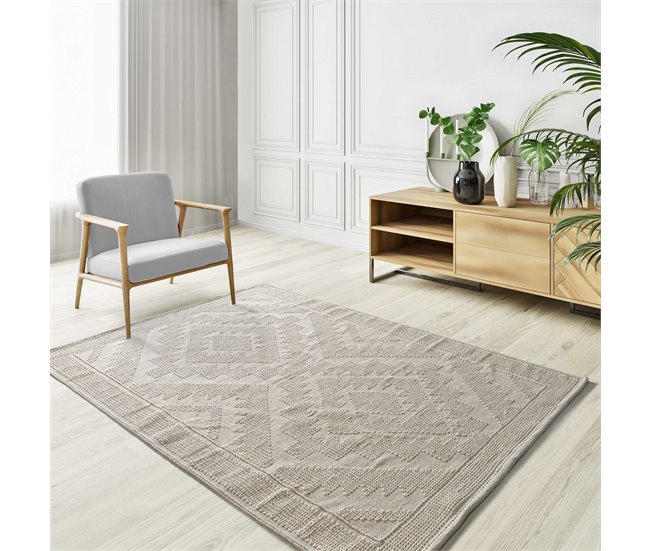 Alfombra de estilo étnico con relieve PAMUK - ATTICGO 160x230 Crema