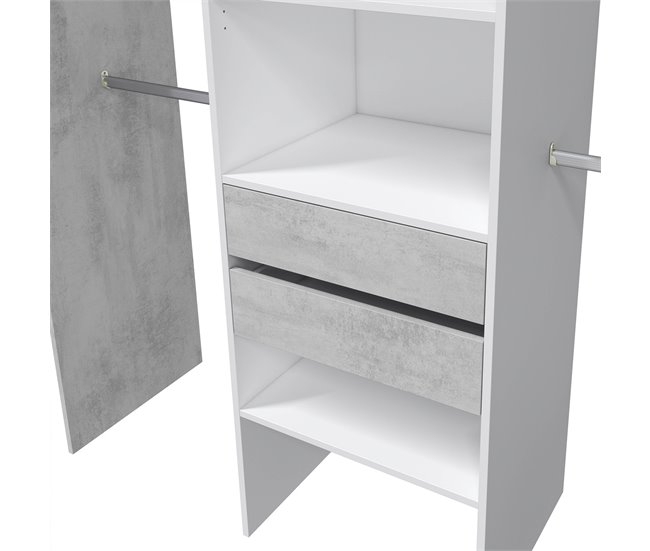 Armario vestidor Mayo 2 cajones, blanco y gris, 179 cm Ancho Blanco/ Gris