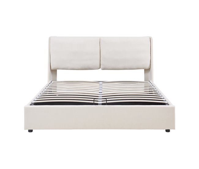 Cama matrimonio Lunner somier abatible 204x166 Beige