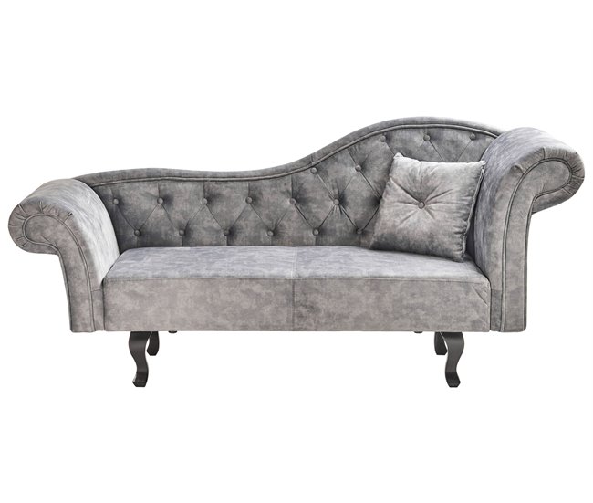 Beliani Chaise longue derecho Terciopelo LATTES Gris