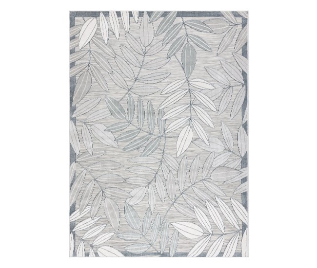Alfombra Estructural BOTANIC 65241 Hojas tejido plano 78x150 Gris