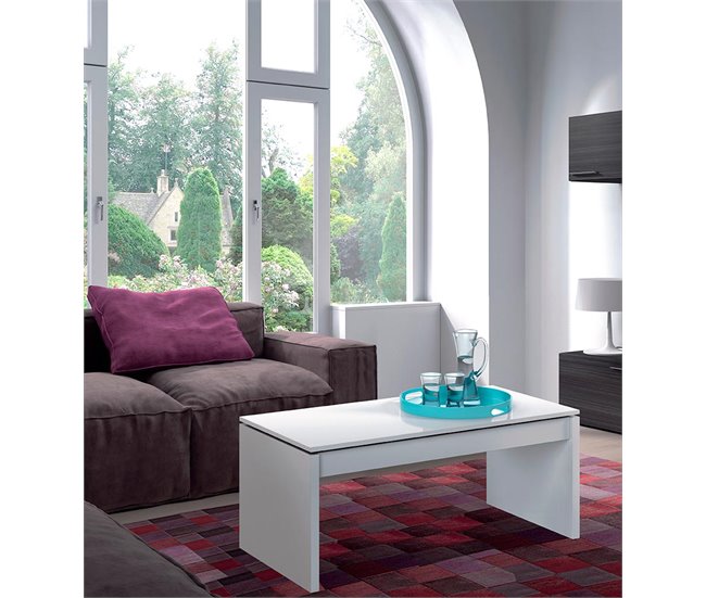 Mesa de centro blanca elevable LUCY Blanco Brillo