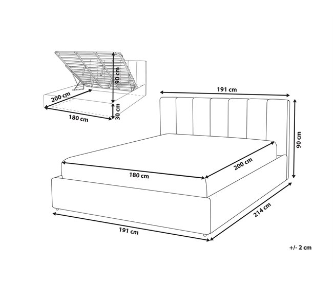 Beliani Cama con somier Poliéster DREUX 191x214 Azul