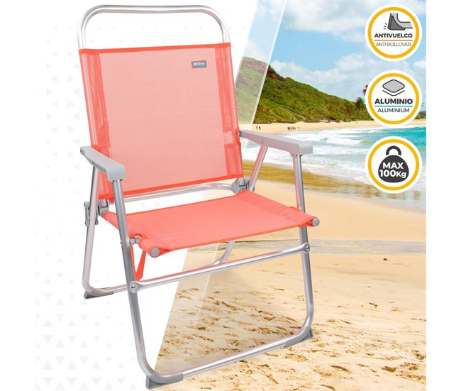 Silla plegable alta aluminio coral Aktive Naranja
