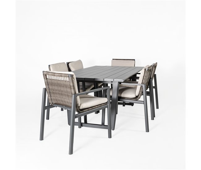 Set de jardín ONIX mesa con 6 sillas color blanco Antracita