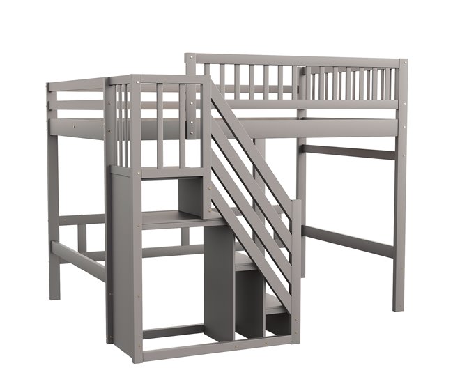 Cama alta para niños 192x205 Gris