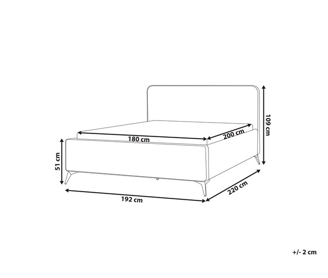 Beliani Cama Poliéster VALOGNES 192x220 Gris Claro