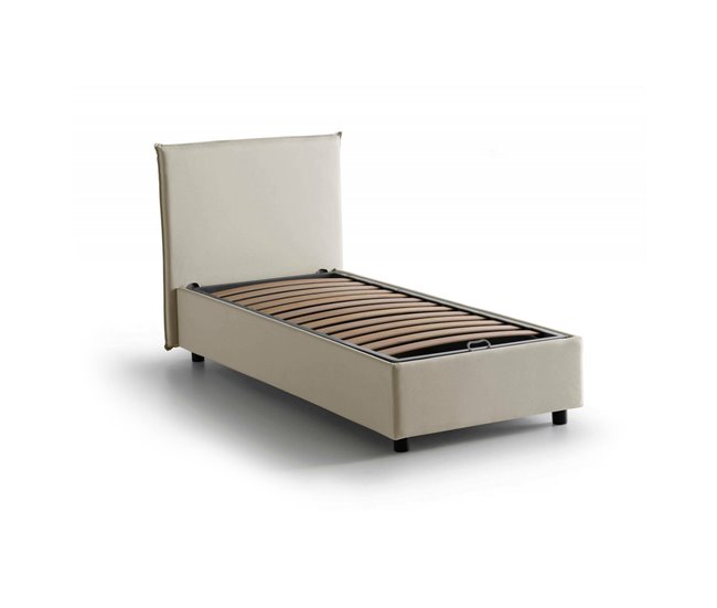 Cama individual en tela Beige