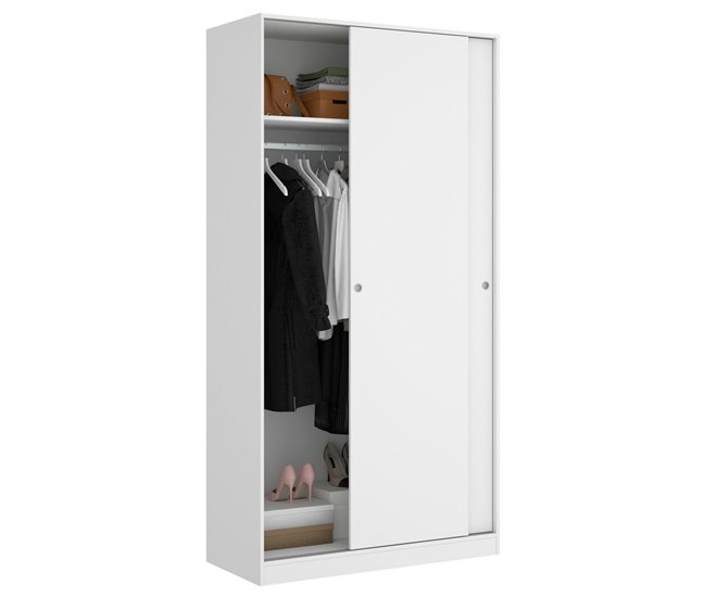 Armario 2 puertas efecto madera 100 Blanco