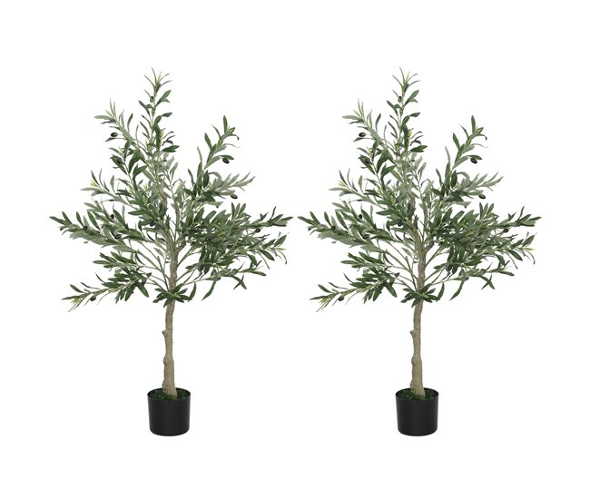 Olivos Artificiales Seda HOMCOM, hogar - decoración Verde
