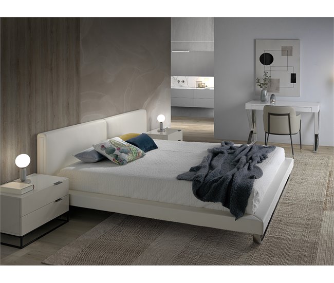 Mesita de noche madera gris y acero negro Gris/ Madera