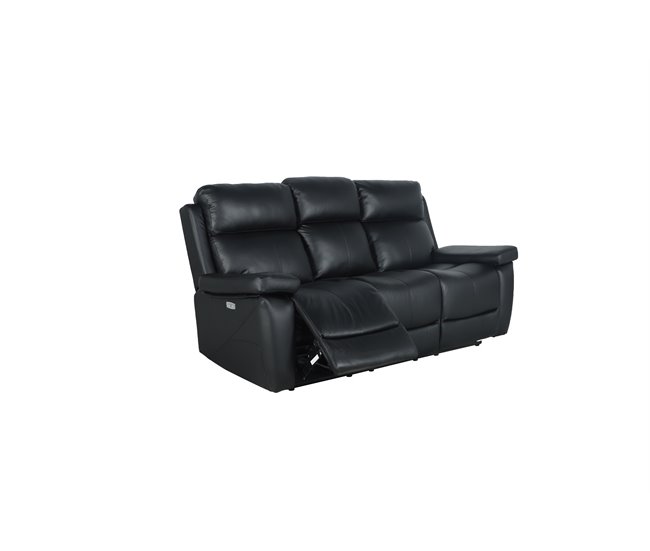 Sofá relax eléctrico THEA piel 3 plazas Negro