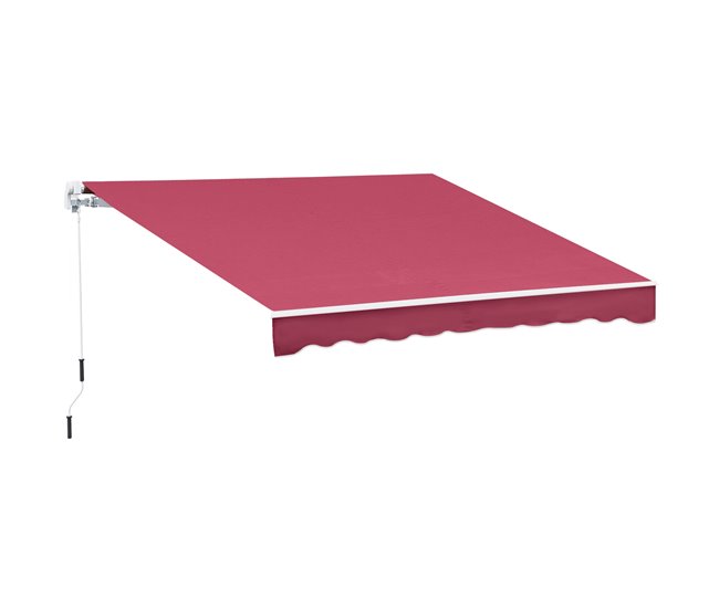 Toldo Manual Plegable Poliéster, Metal Outsunny 395x245 Rojo
