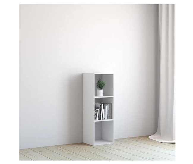 Acomoda Textil – Estantería para Pared y Suelo. (3 Cubos) 34 Blanco