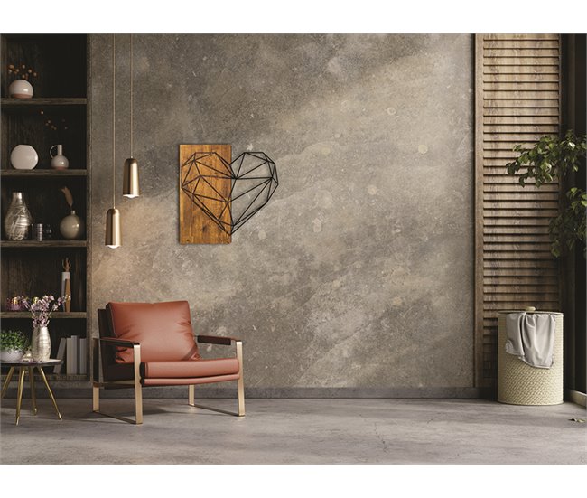 Placa deco WOOD HEART metal negro Negro