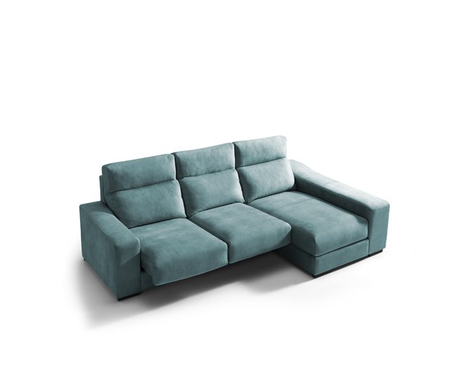 Chaise longue 4 plazas con 3 puffs FULL Azul Medio