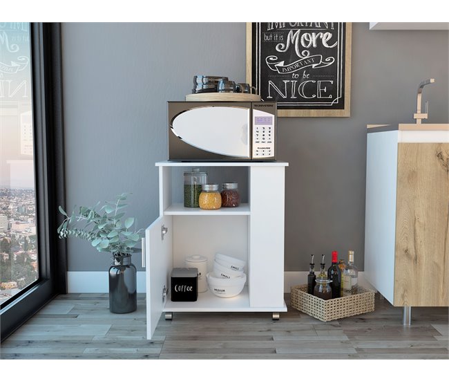 Armario inferiror Lower para microondas en melamina con gabinete Blanco