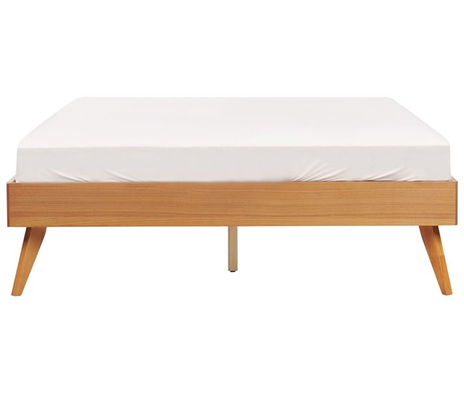 Beliani Cama sin cabecero MDF BERRIC 148x202 Blanco