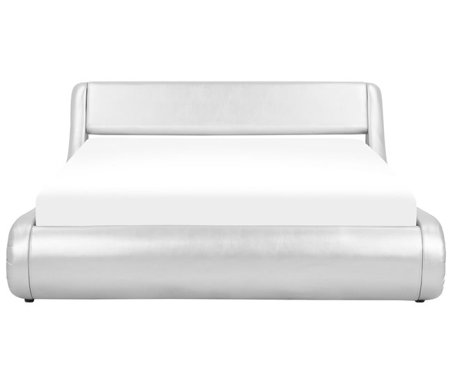 Beliani Cama con somier Piel sintética AVIGNON 205x221 Gris