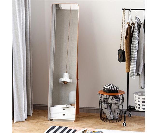 Espejo de Pie Madera de Pino, Vidrio HOMCOM, hogar - decoración 37x43 Marron