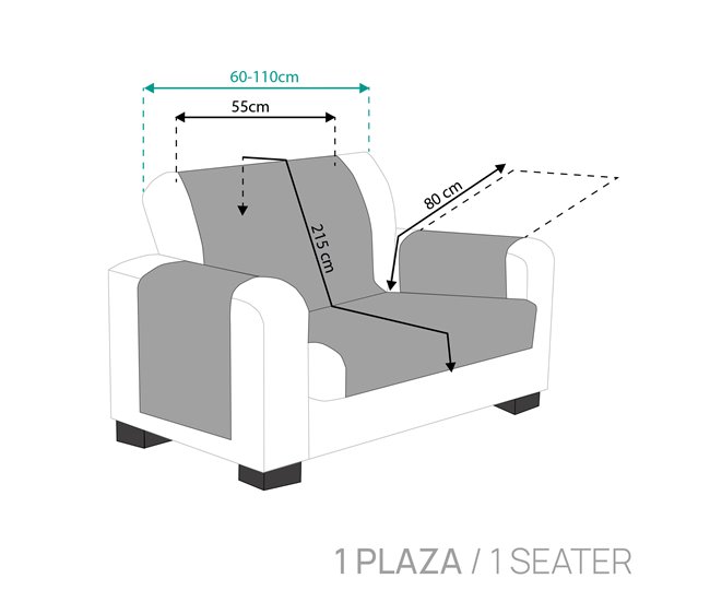 Protector Cubre Sofá Sillón Liso Royale 1 Plaza Verde
