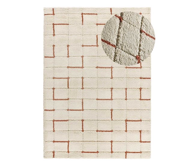 Alfombra shaggy geométrica con relieve BRENDA - ATTICGO 133x190 Cobre