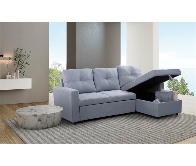 Sofa Cama Chaise Longue Pau Gris Claro