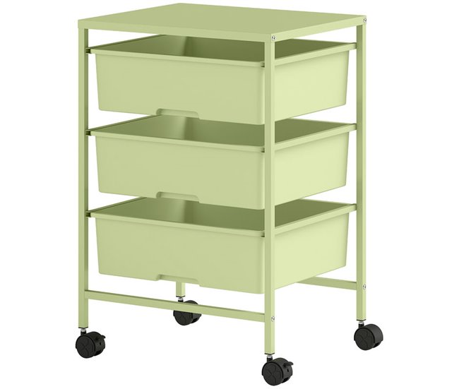 Carrito de Almacenamiento Acero, PP HOMCOM, hogar - cocina Verde