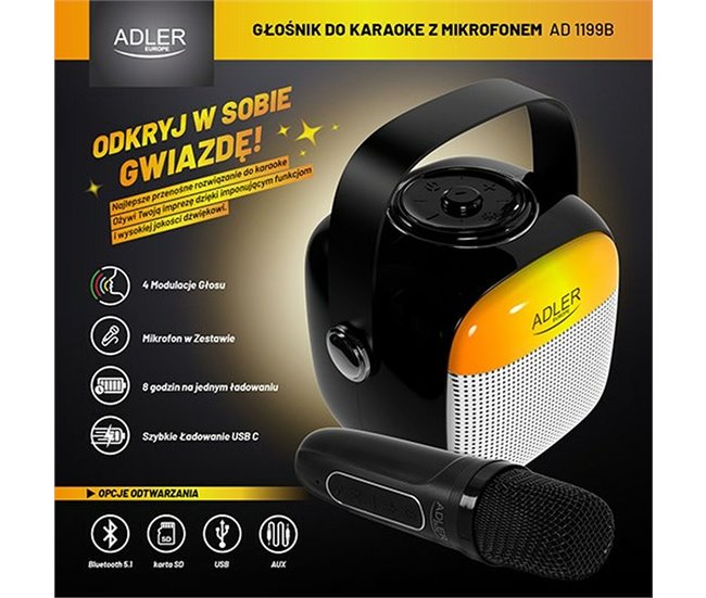Altavoz Bluetooth Portátil AD 1199b Negro