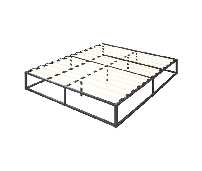 [en.casa] Cama de metal Kreta con Somier Base resistente 203x163 Negro