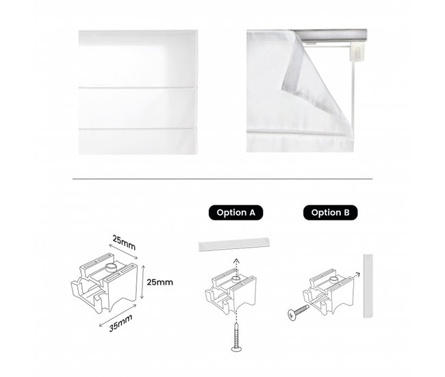 Estor Plegable con varillas, estor traslucido liso 