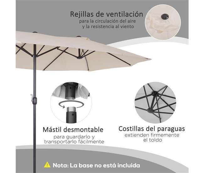 Sombrilla y Tumbonas Texteline, Poliéster Outsunny Negro