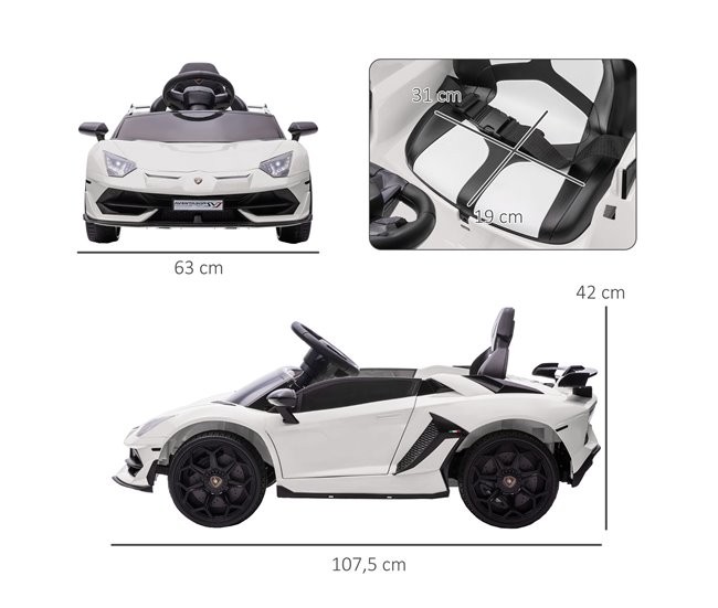 Coche Eléctrico Infantil PP, Metal HOMCOM Blanco