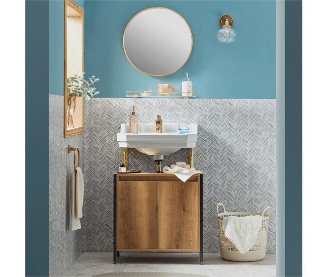 Armario para Lavabo 1 Estante 2 Puertas BZR63-PF SoBuy Natural