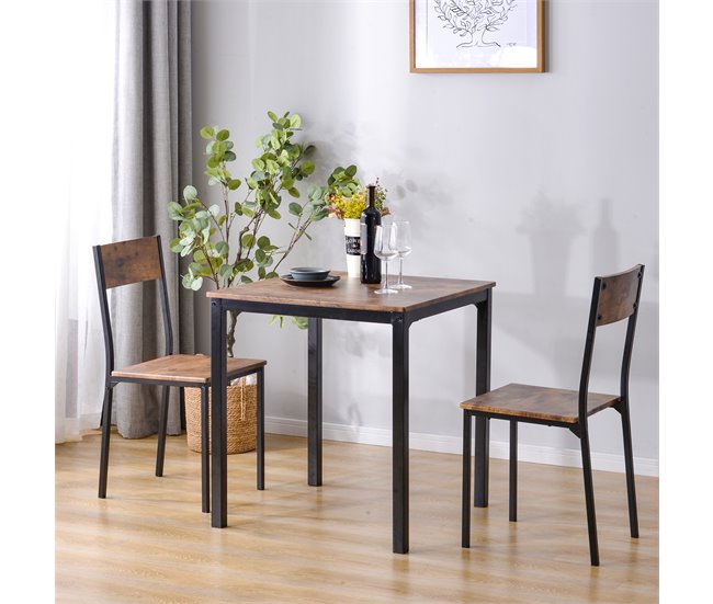 Conjunto de mesas y sillas de comedor 70x70 Marron