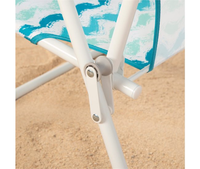 Aktive Silla de playa plegable con respaldo bajo y bolsillo trasero Azul