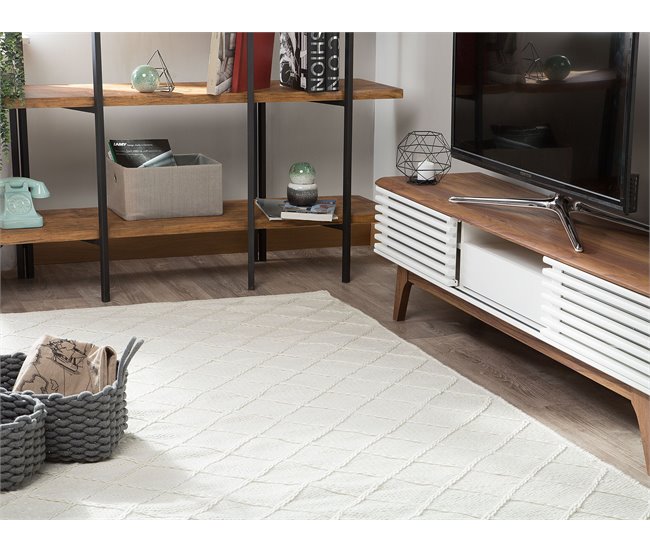 Beliani Alfombra de pelo corto ELLEK 140x200 Blanco/ Beige