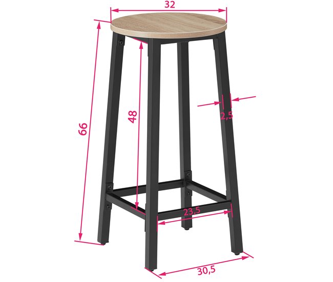 2 taburetes de bar Madera Clara
