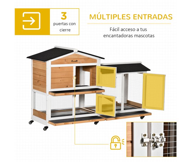 Conejera Madera de Abeto, Acero Amarillo