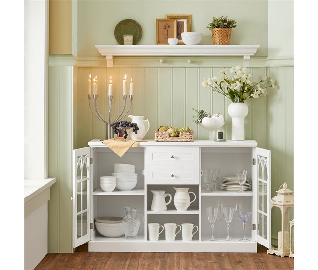 Aparador Cocina con 2 Puertas y 2 Cajones FSB79-W SoBuy Blanco