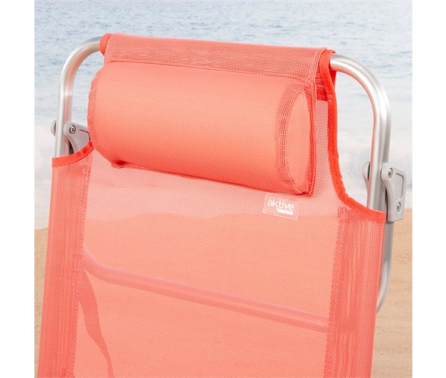 Aktive Silla de playa plegable y reclinable 7 posiciones Naranja