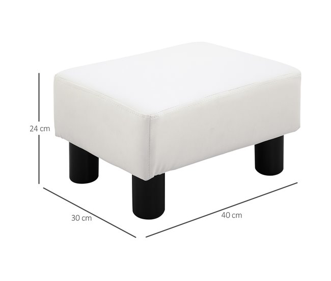 Reposapiés Otomano PU, Plástico HOMCOM Blanco