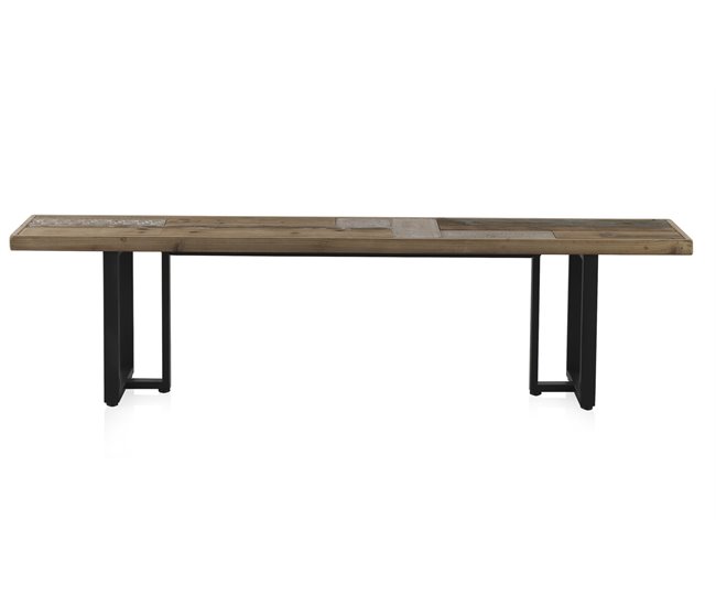 Banco de comedor de madera cm con patas de metal Natural