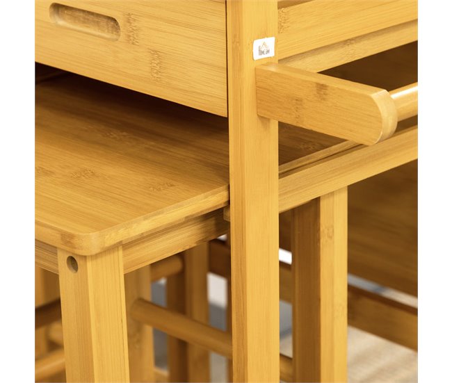 Conjunto de Bar Bambú HOMCOM, hogar - cocina Marron