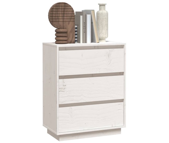Aparador de madera maciza de pino 60 Blanco