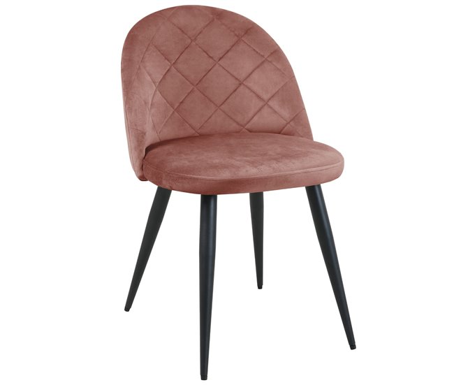 2x Silla tapizada capitoné de terciopelo SJ.077 Rosa